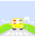 cute cartoon couple traveling by car vector image