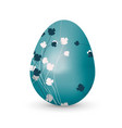 easter realistic blue egg with flowers pattern vector image