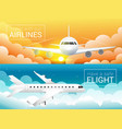 passenger airplane at sunset sky cloudssafe vector image