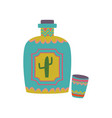 colorful tequila bottle with cartoon vector image