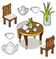 isolated set of wooden kitchen furniture vector image