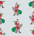 seamless pattern santa claus walking vector image
