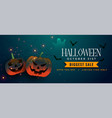 spooky halloween pumpkins with bats and ghost vector image