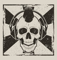 skull music punk vintage grunge design vector image vector image