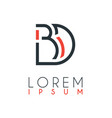 logo between letter b and d or bd vector image