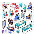 beauty salon isometric set vector image