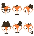 hipster fox icons set vector image