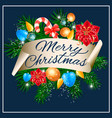 merry christmas lettering with decorations vector image
