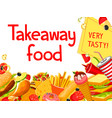 fast food restaurant menu cover with takeaway dish vector image