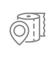 paper towels and location sign line icon vector image vector image