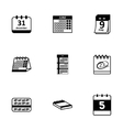 black calendar icons set vector image