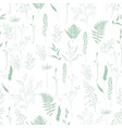 seamless pattern fern different tree foliage vector image