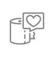 paper towels and heart in speech buble line icon vector image vector image