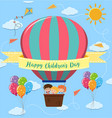 happy children day poster with kids riding vector image