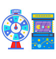 fortune wheel pixel game casino logo vector image