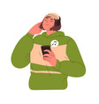 man listening to music on headphones vector image
