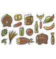 set beer emblem hop barley can and bottle vector image