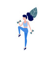 sportive slim girl doing exercise with dumbbells vector image