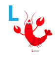 abc english alphabet letter l lobster with claw vector image