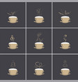 a set of cups with coffee drink with foam vector image