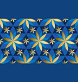 gold and blue floral geometric seamless pattern vector image vector image