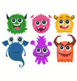 monsters cartoon funny cute little monster set vector image vector image