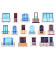 windows and balconies architecture house facade vector image vector image