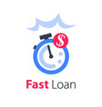 fast cash loan easy money stopwatch and coin vector image