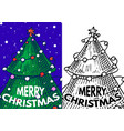 green trees with garlands merry christmas banner vector image