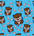 otter eat fish funny animals pet cute beaver vector image