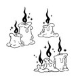 set of several mystical burning candles vector image