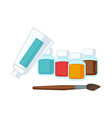 artist stationery paints and paint brush vector image