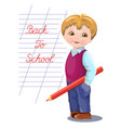 back to school banner card flyer with schoolboy vector image