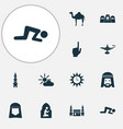 holiday icons set with muslim mecca god vector image vector image