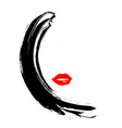 woman black hair and red lips vector image