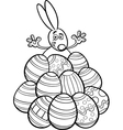 easter bunny and eggs coloring page vector image