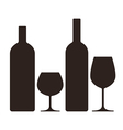 bottles and glasses of alcohol vector image vector image