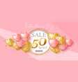 valentines day sale design with pink and gold vector image