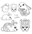 set of cute rabbits vector image