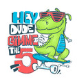 skateboard dinosaur urban t-shirt print design vector image vector image