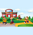 Cute cartoon characters back to school background Vector Image