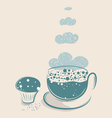 cloudy coffee with muffin vector image