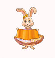 cute rabbit with sign facia or signboard cartoon vector image