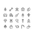 rural agriculture thick line icons set vector image