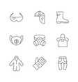 set line icons personal protective equipment vector image