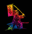 samurai warrior with weapons group ronin vector image vector image