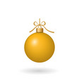 christmas tree ball with gold ribbon bow golden vector image