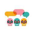 colorful skulls with speech bubbles mexican sugar vector image