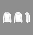 3d realistic hoodie sweatshirt white mockup vector image