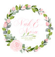 fresh pink floral garden watercolor wreath vector image vector image